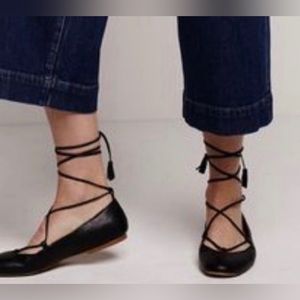 Madewell Black Lace Around Ankle Flats